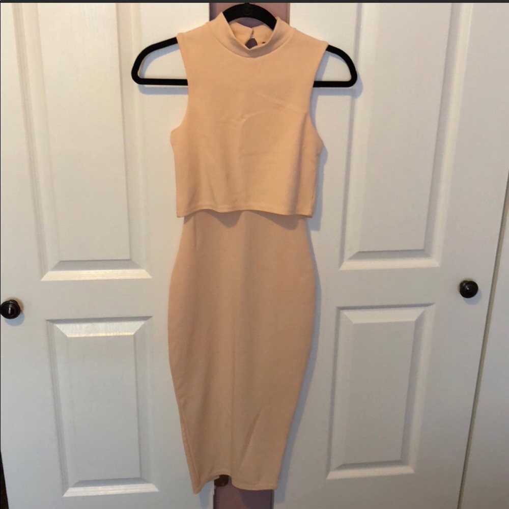 Pink Boohoo midi dress